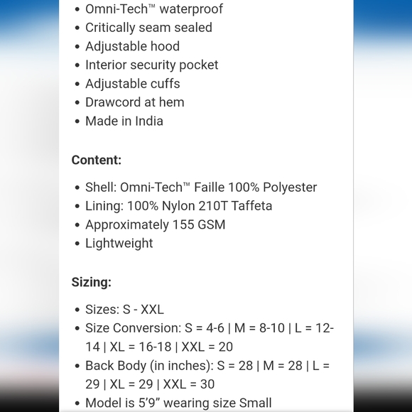 Columbia Ladies' Double Pocket Rain Jacket nwt color copper - Picture 6 of 6